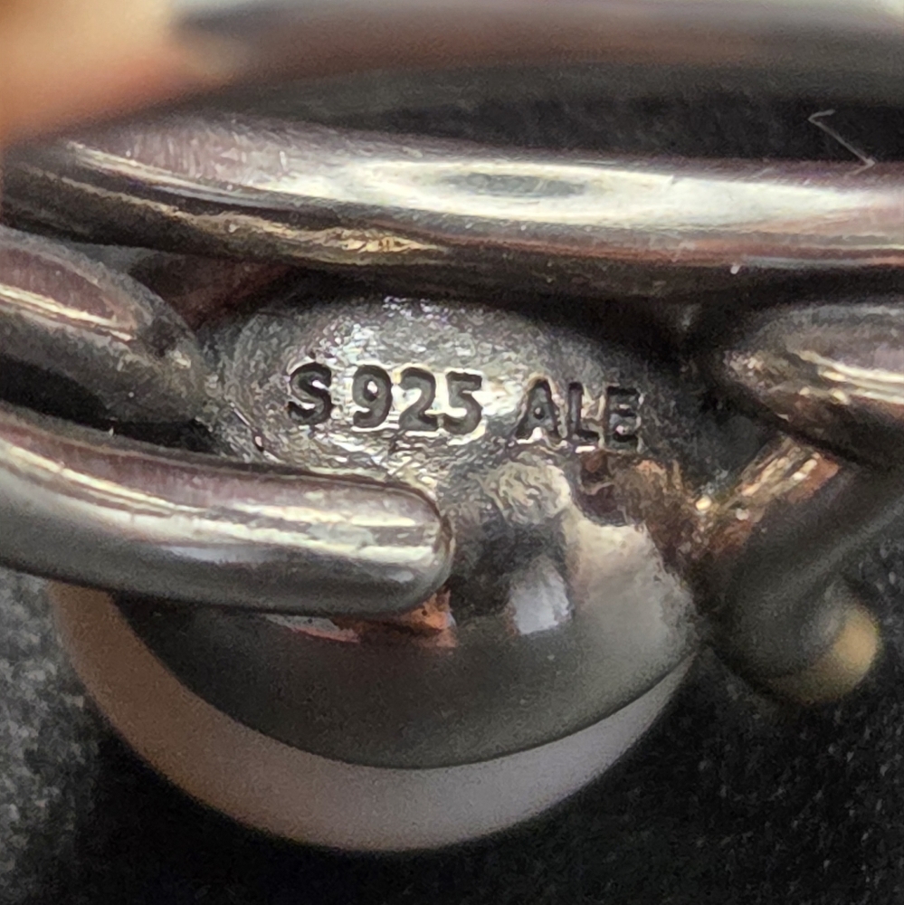 Pandora Ring "Woven Splendor" Sterling Silver 14 Kt Diamond &  Cultured Pearl - Picture 5 of 5